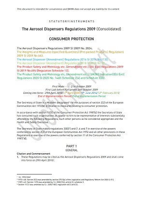 Consolidated UK Aerosol Regulations (Unofficial)